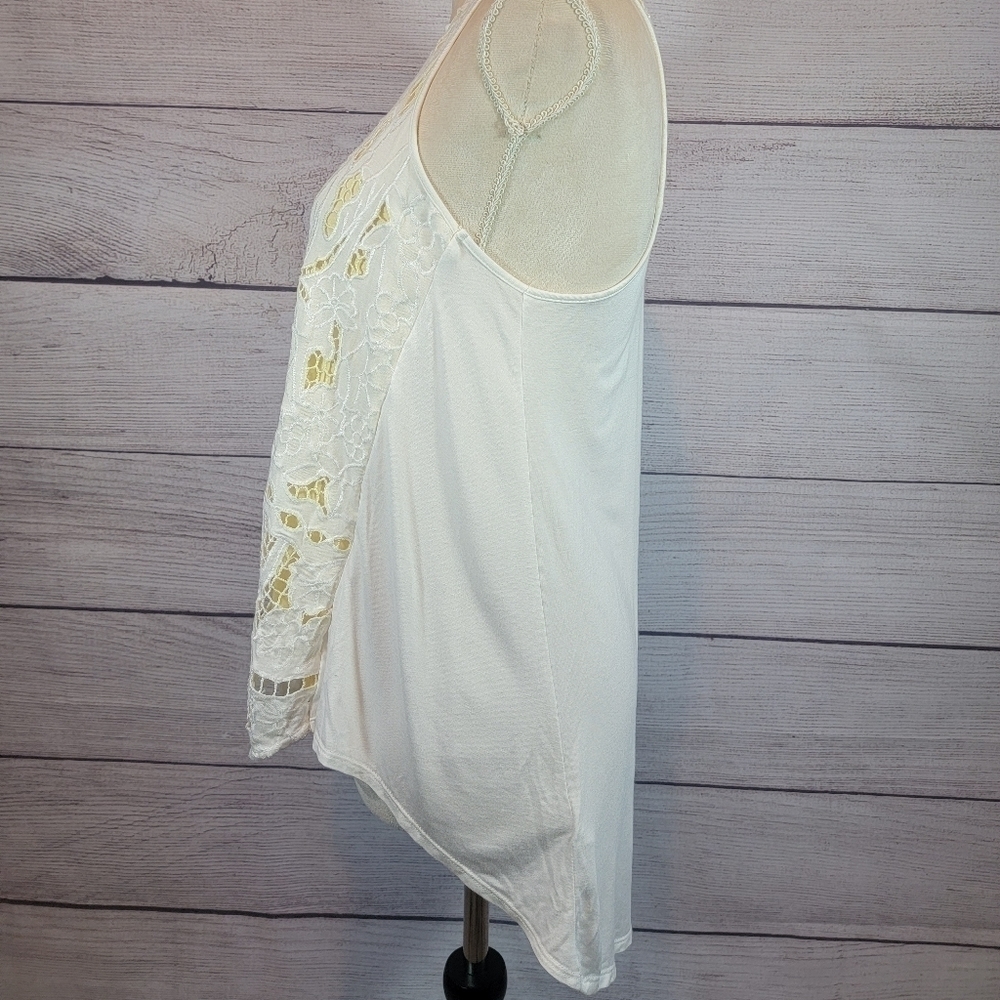 𝅺ANTHROPOLOGIE Akemi + Kin Lace Tank Top Cami Yellow White Size Small - Picture 4 of 8